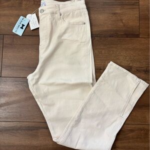 Cream/faint pink slit-side skinny Jeans